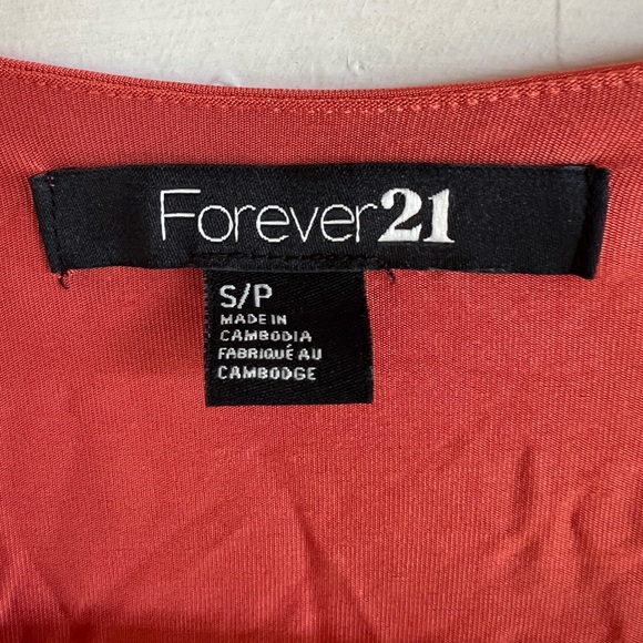 Forever 21 Orange/Pink Salmon Knotted Cute Pretty V Neck Bodycon Dress S - Picture 4 of 4